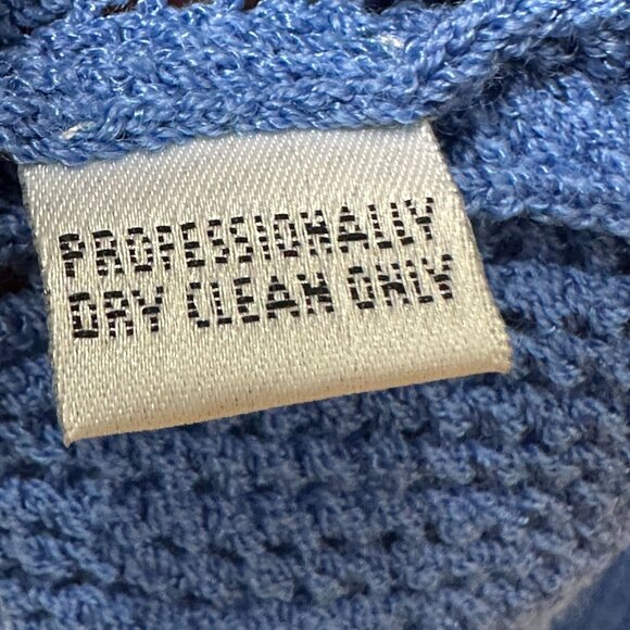 St John Blue Knit Cardigan Sweater Womens Button Front Pockets Size L Made USA - Picture 10 of 10